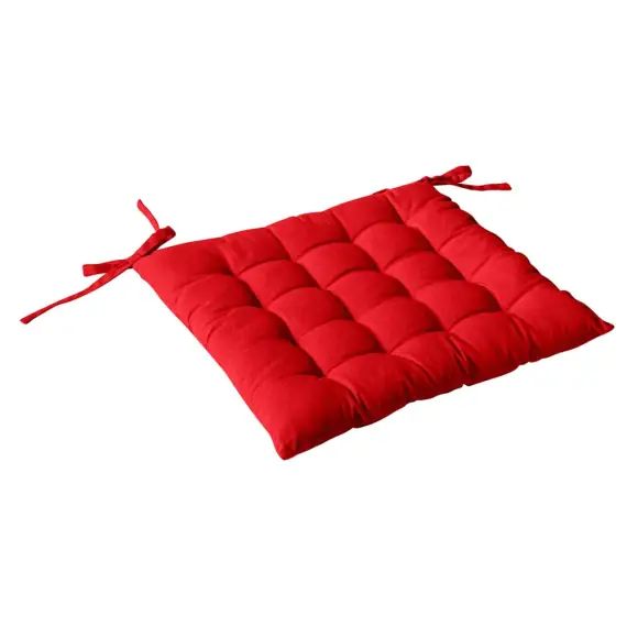 Galette de chaise piquée 16 points en coton et nouettes rouge 38 x 38