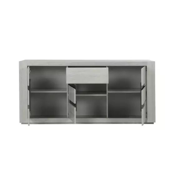 Buffet 3 portes 1 tiroir effet bois gris