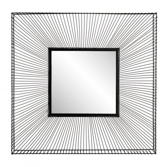 Miroir carré métal noir 90×90