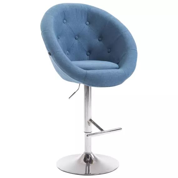 Tabouret de bar réglable pivotant en tissu Bleu