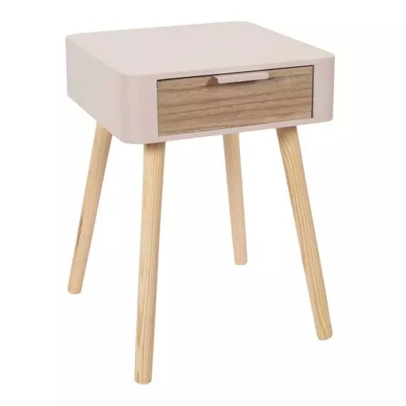 Table de chevet 1 tiroir en mdf rose