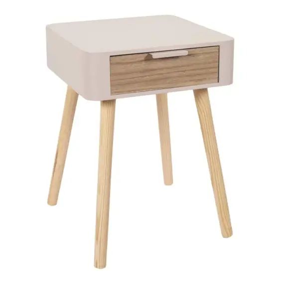 Table de chevet 1 tiroir en mdf rose