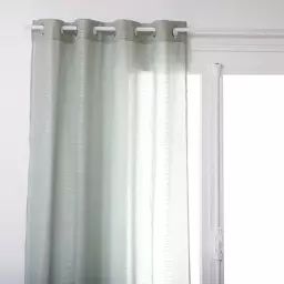 Voilage léger à fines rayures polyester céladon 240 x 140