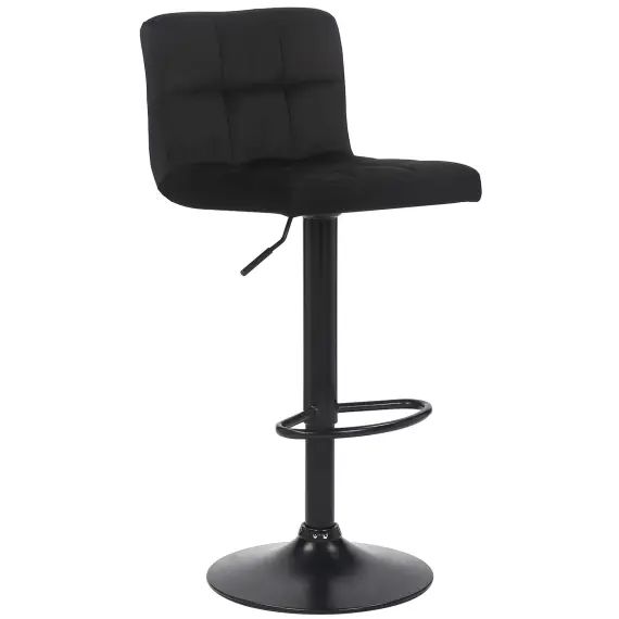 Tabouret de bar réglable pivotant en velours Noir