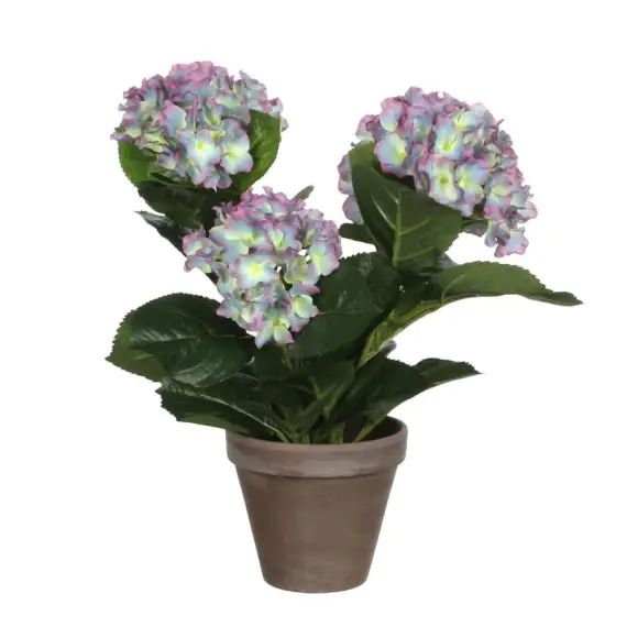 Hortensia artificielle violet en pot H40