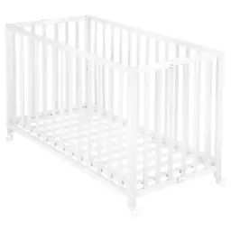 Lit bébé pliant 60×120 réglable en hêtre bio blanc