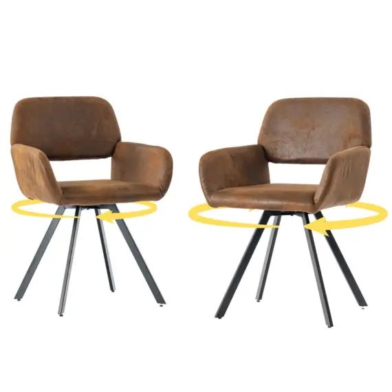 Lot de 2 chaises de salle à manger tissu bouclette blanc pivotante