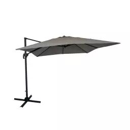 Parasol décentré carré 3X3M acier et toile polyester gris anthracite