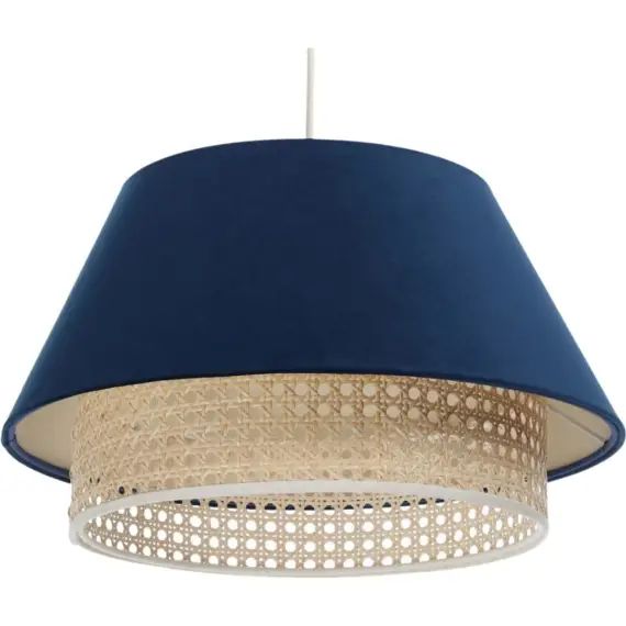 Suspension Rotin Bleu 40x40x24 cm