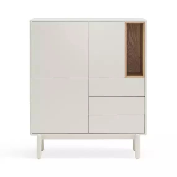 Corvo – Buffet haut 3 portes 3 tiroirs en bois L100cm – Couleur – Blanc