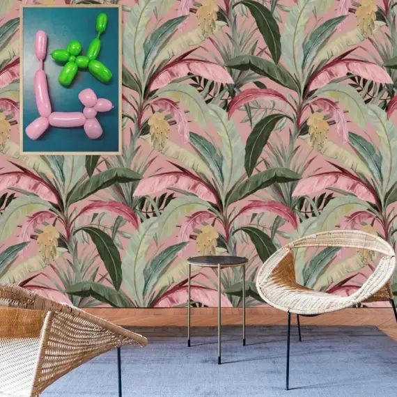 Papier Peint Forêt Tropicale Rose 250×200 cm