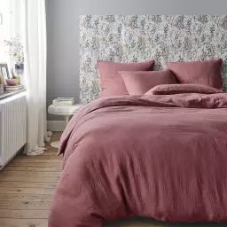 Parure de lit en gaze de coton rose 200×200