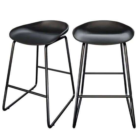 Chaise de bar 65 cm en plastique noir (lot de 2)