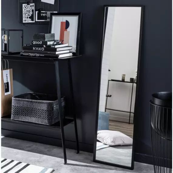 Miroir rectangulaire Milo noir, l.32 x H.122 cm