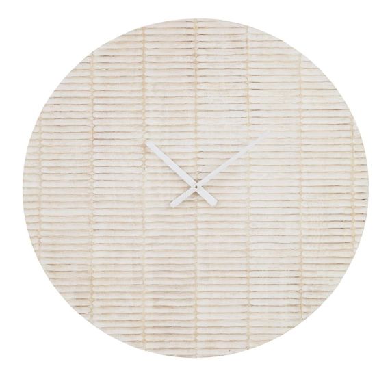 Horloge en bois de manguier finition blanche