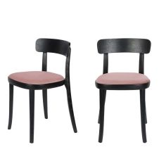 2 chaises en velours et bois rose