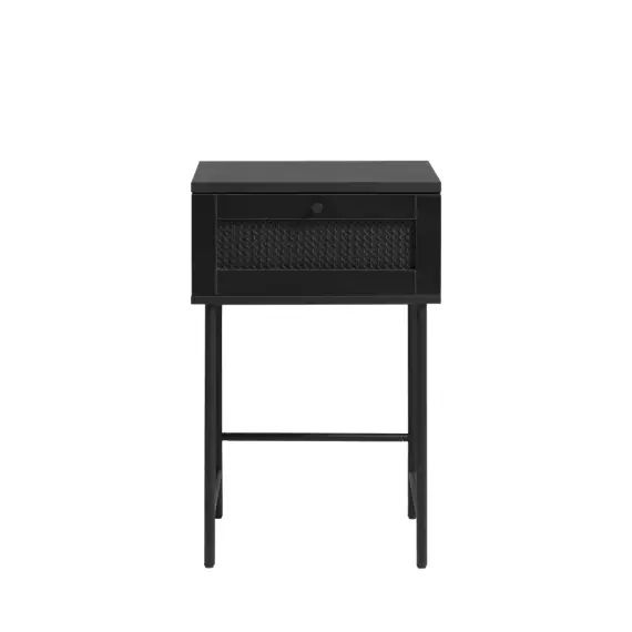 Rinto – Table de chevet 1 tiroir en bois et métal – Couleur – Noir