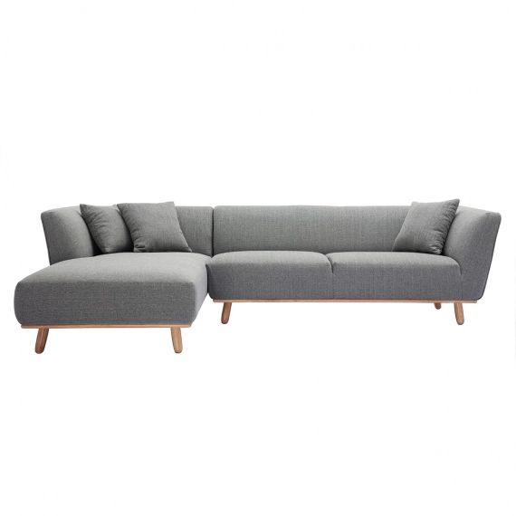 Canapé d’angle gauche 5 places gris clair STUART