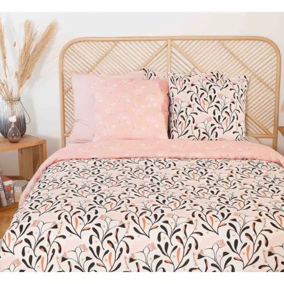 Parure de couette fleurie en satin de coton bio multicolore 240 x 260