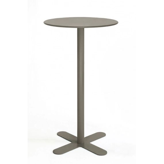 ANTIBES – Table haute ronde en acier taupe D80