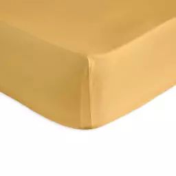 Drap housse en percale de coton PURE 180×200+28 cm moutarde
