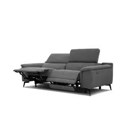 Canapé droit 3 places avec 2 relax  électriques tissu gris foncé