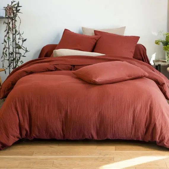 Taie d&rsquo;oreiller 65×65 en gaze de coton orange