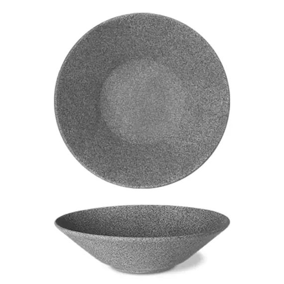 Lot de 3 assiettes creuses en porcelaine D27 effet granit  gris foncé