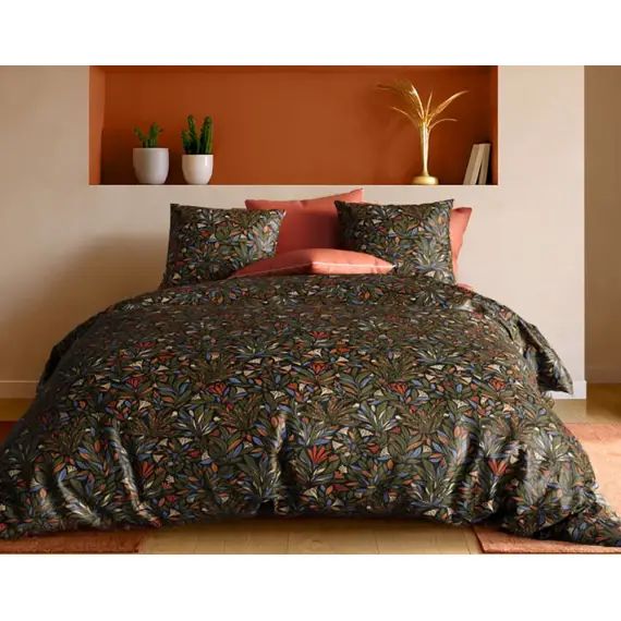 Parure housse de couette coton vert 200×200 cm