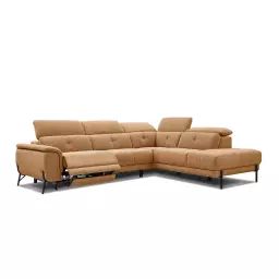 Canapé d’angle droit 5 places avec relax électrique tissu orange