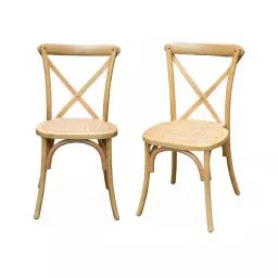 Lot de 2 chaises de bistrot en bois naturel