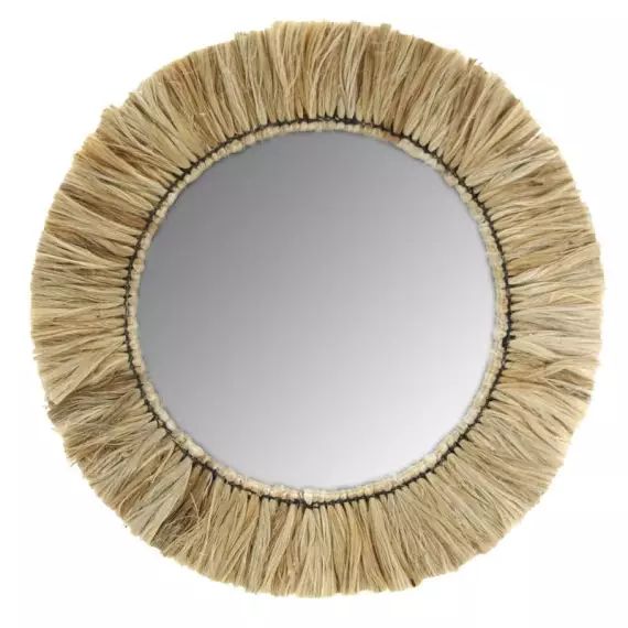 Miroir rond en jonc naturel D52cm
