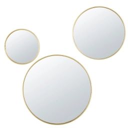 Miroirs ronds convexes en métal doré (x3)