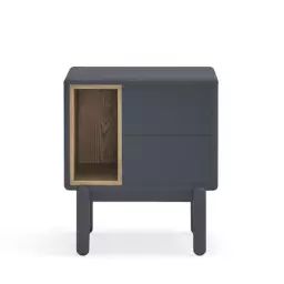 Table de chevet en bois gris anthracite