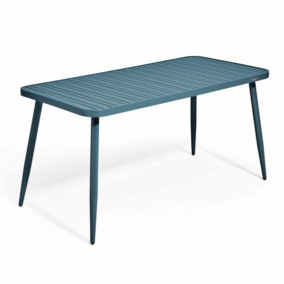 Table de jardin rectangulaire en aluminium bleu canard