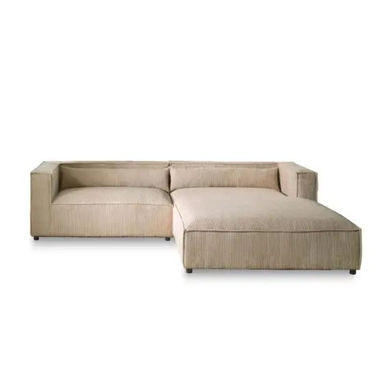 Canapé d&rsquo;angle droit 4 places Velours côtelé Beige