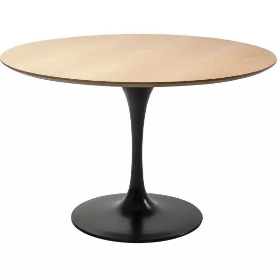 Table à manger 6 personnes ronde chêne et noir D120