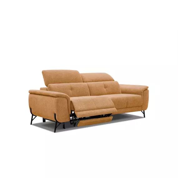 Canapé droit 3 places avec relax électrique à gauche tissu orange