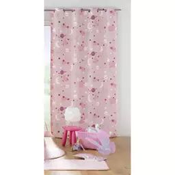 Rideau occultant enfant ambiance astrale polyester rose 260 x 140