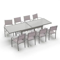 Table de jardin 8 personnes en aluminium gris Taupe