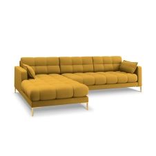 Canapé d’angle 5 places en tissu structuré jaune