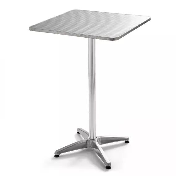 Table haute mange debout carrée en aluminium
