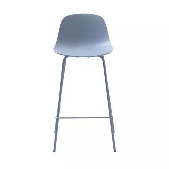 Hel – Lot de 2 chaises de bar en plastique et métal H67,5cm – Couleur – Bleu