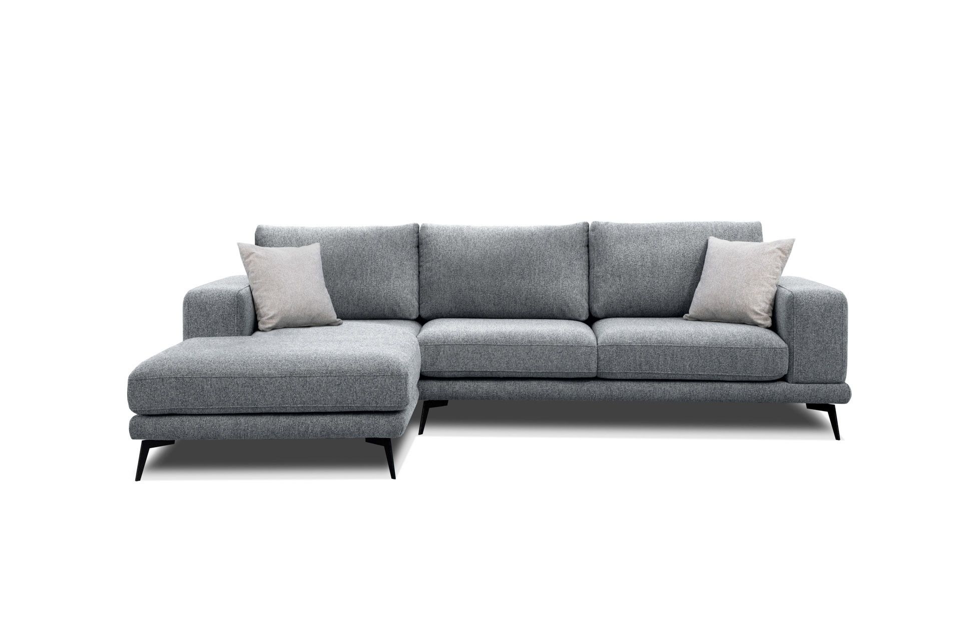 Canapé d’angle gauche 4 places tissu gris