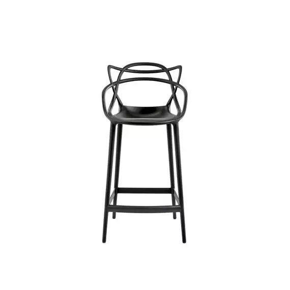 Chaise de bar Masters en Plastique, Technopolymère thermoplastique recyclé – Couleur Noir – 60 x 50 x 99 cm – Designer Philippe STARCK with Eugeni QUITLLET