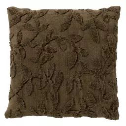 Housse de coussin vert en coton-45×45 cm avec motif fleuri