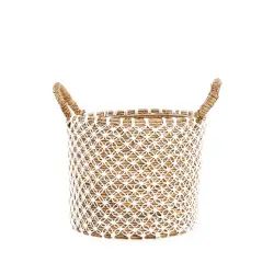 Panier en herbes de mer naturel blanc