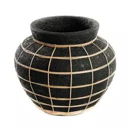 Vase en terre cuite noire naturel H27