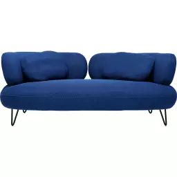 Canapé 2 places en polyester bleu