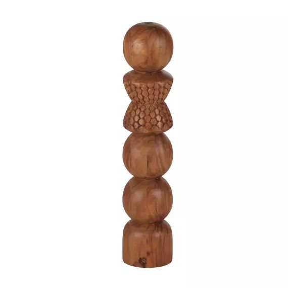 Statue totem en bois d’acacia gravé H60